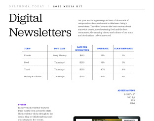 Oklahoma Today Newsletter Rate Card preview